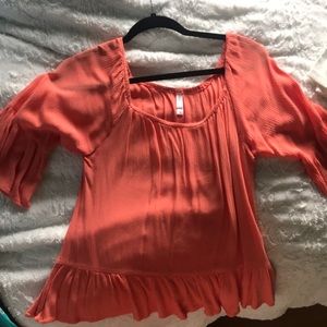 Off the shoulder coral top